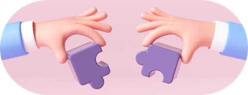 Two jigsaw pieces being held that fit together