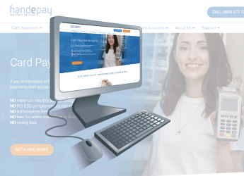 Handepay's new website shown on desktop screen