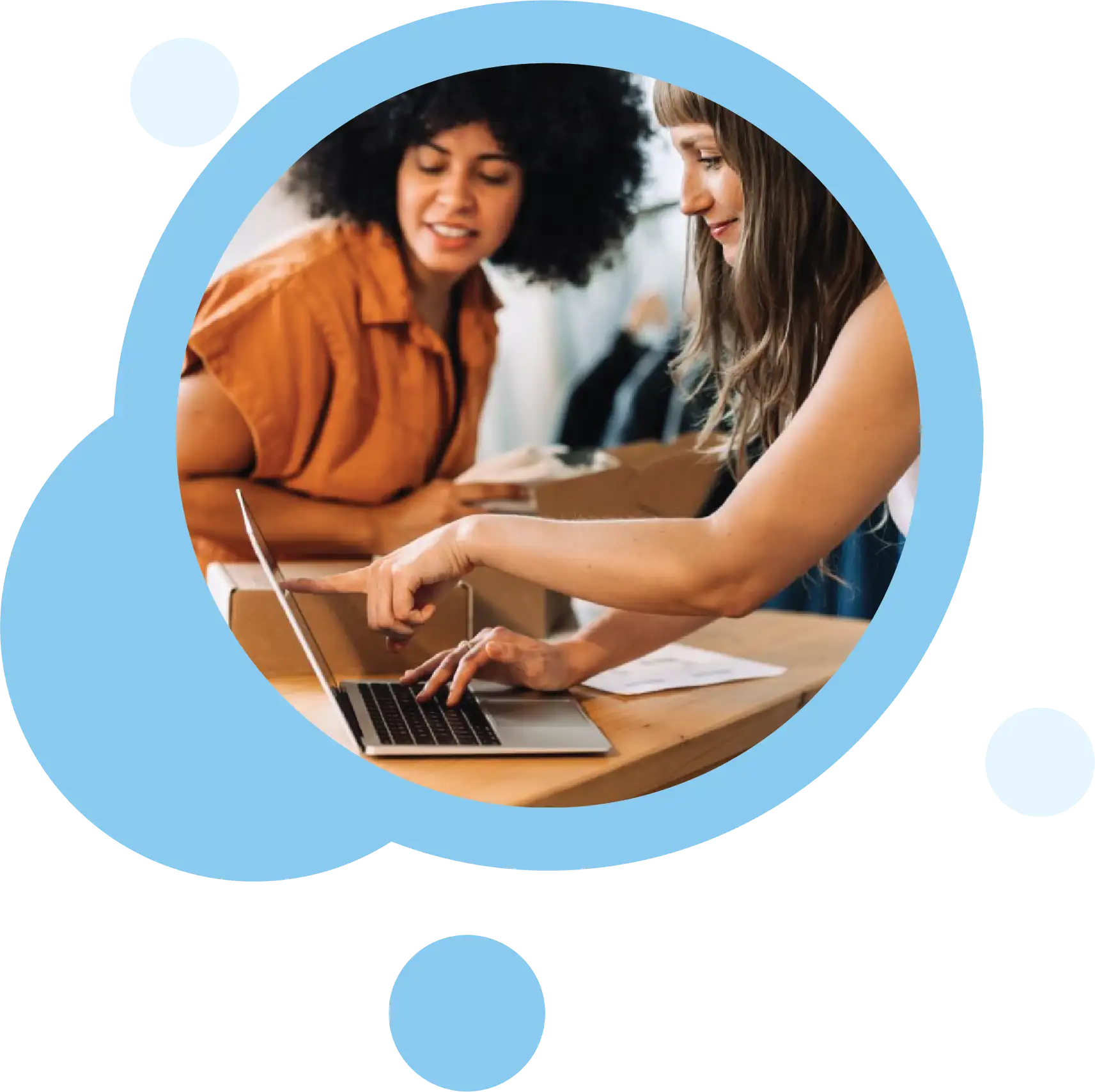 Business owners using laptop