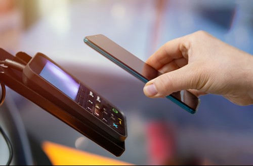 Mobile Phone payment taking place