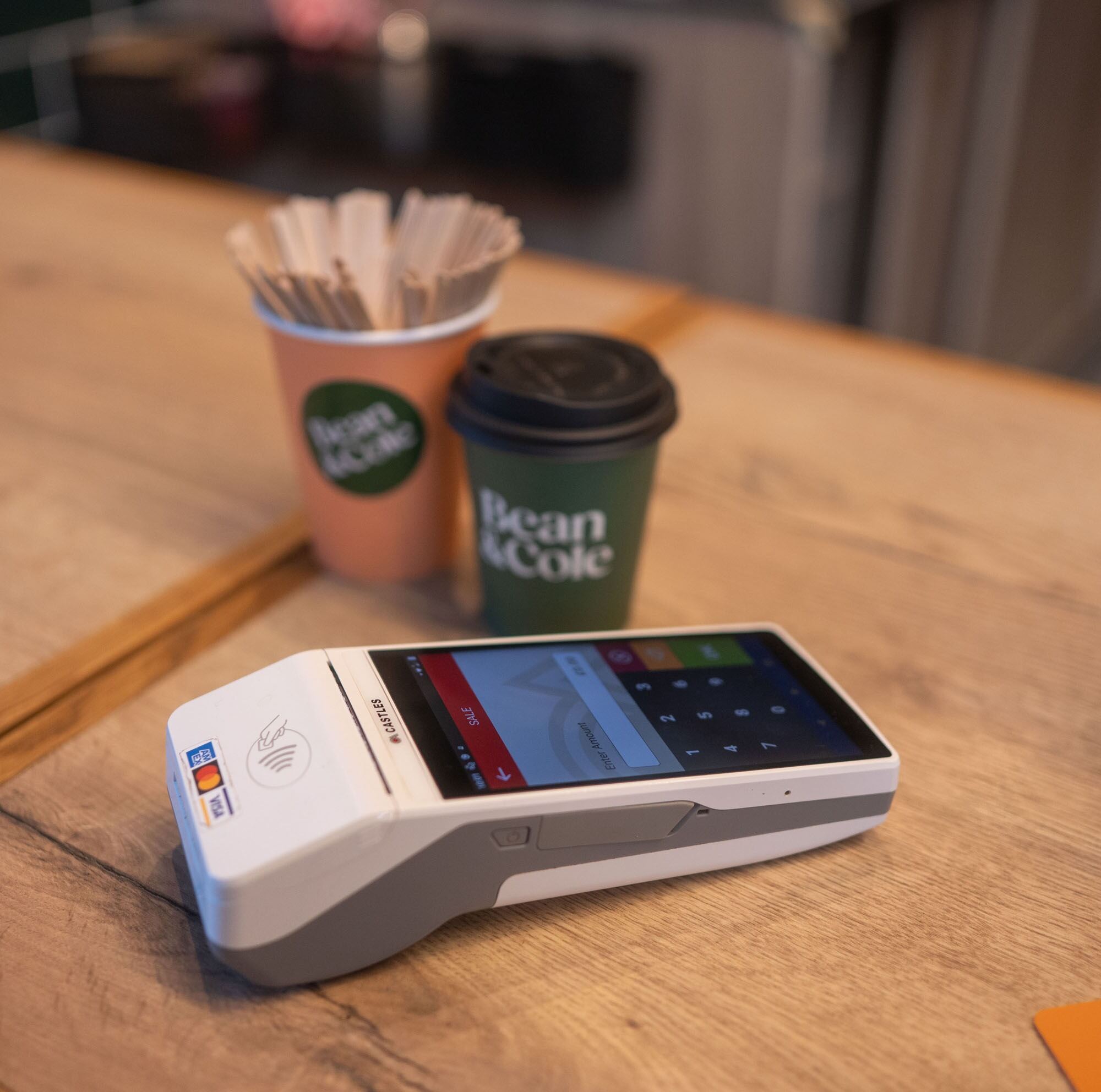 Card machine on countertop