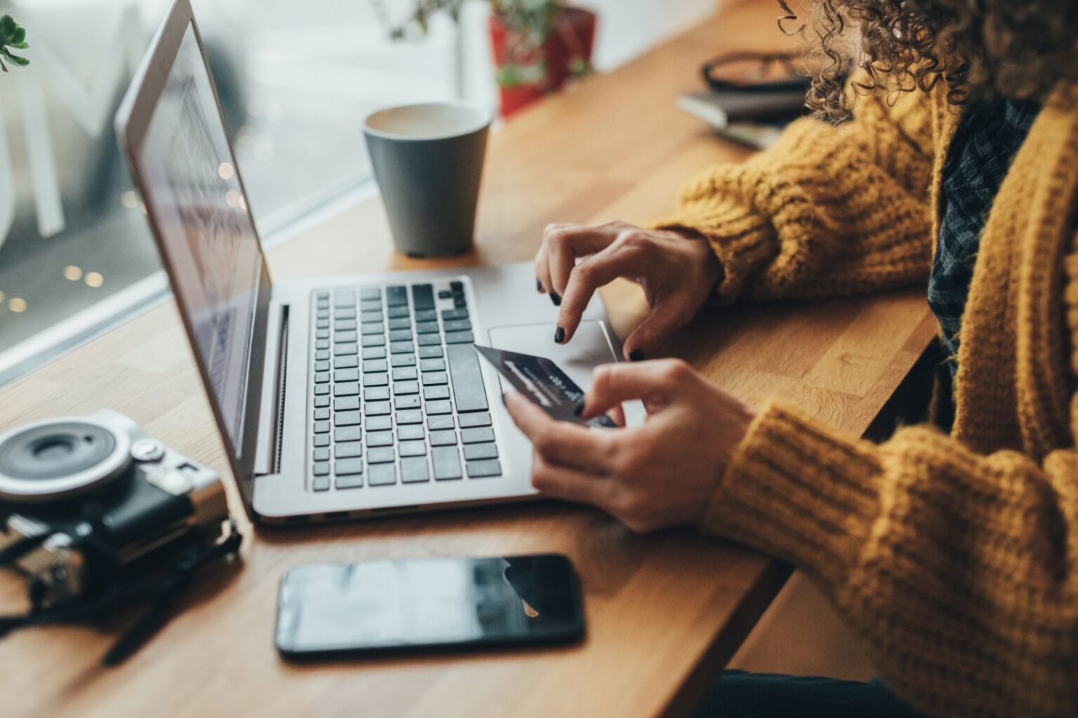 Customer making ecommerce payment