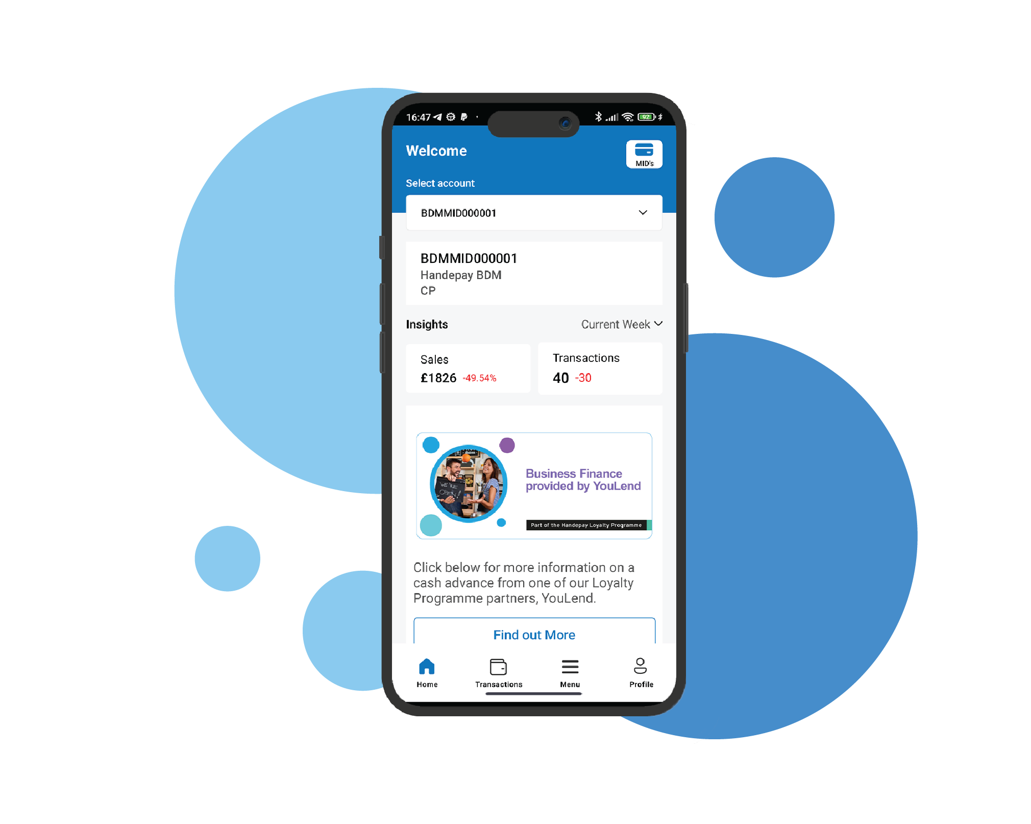 Mobile App homescreen