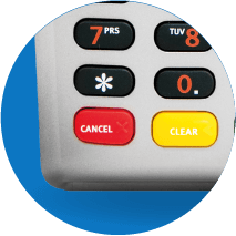 Close up of cancel and clear buttons on card payment machine