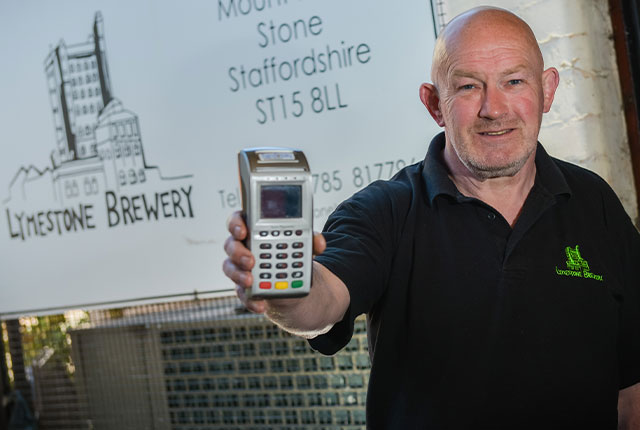 Lymestone Brewery owner with Handepay Card Terminal Machine