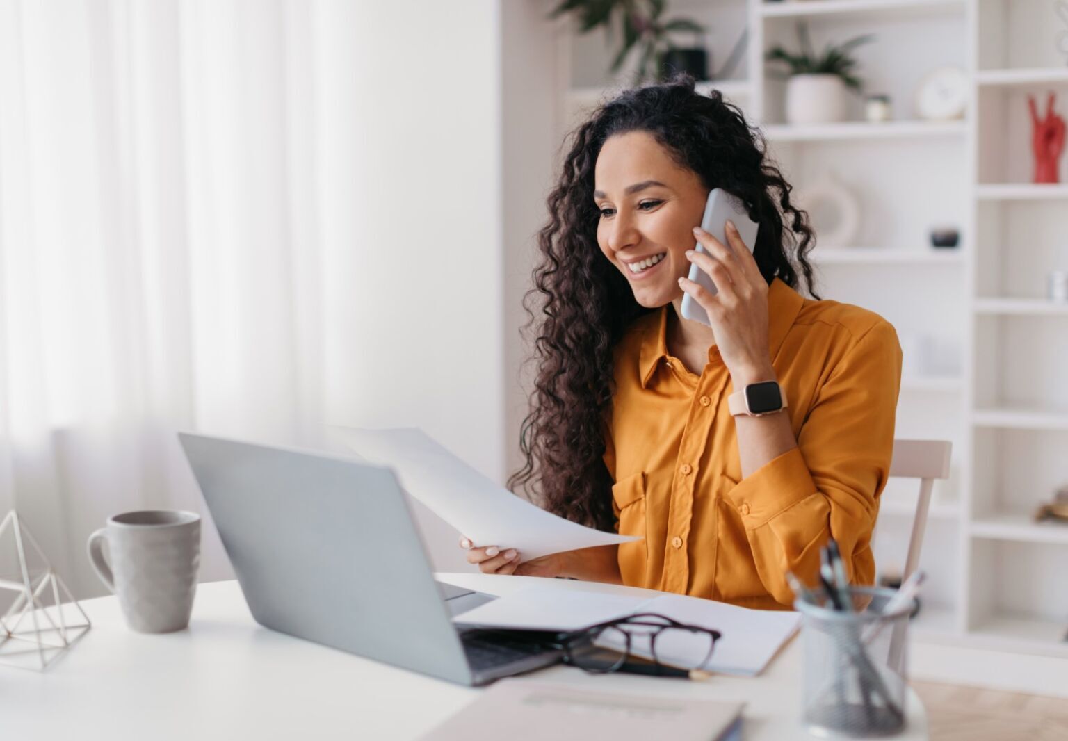 Business owner taking phone order