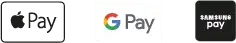 Apple Pay, Google Pay and Samsung Pay icons