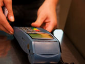 Card payment terminal in use