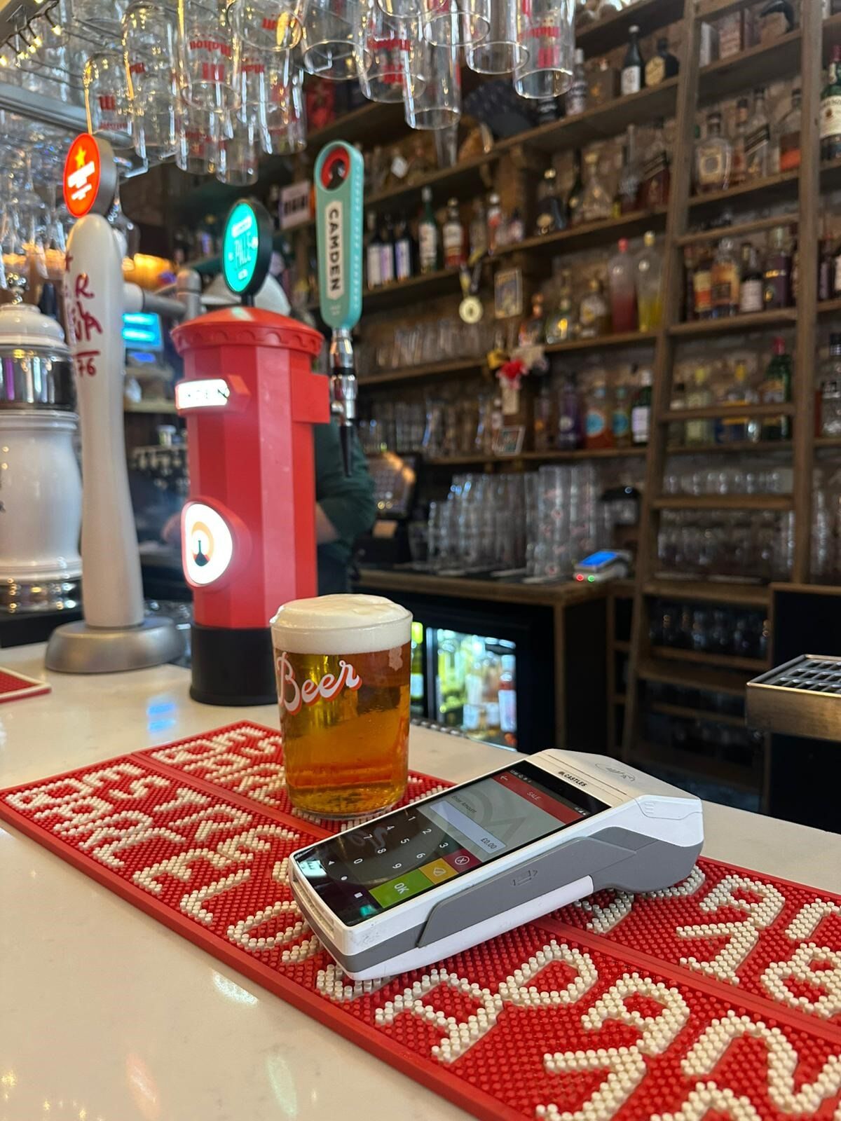 Card machine on bar