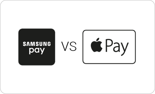 Samsung Pay logo versus Apple Pay logo