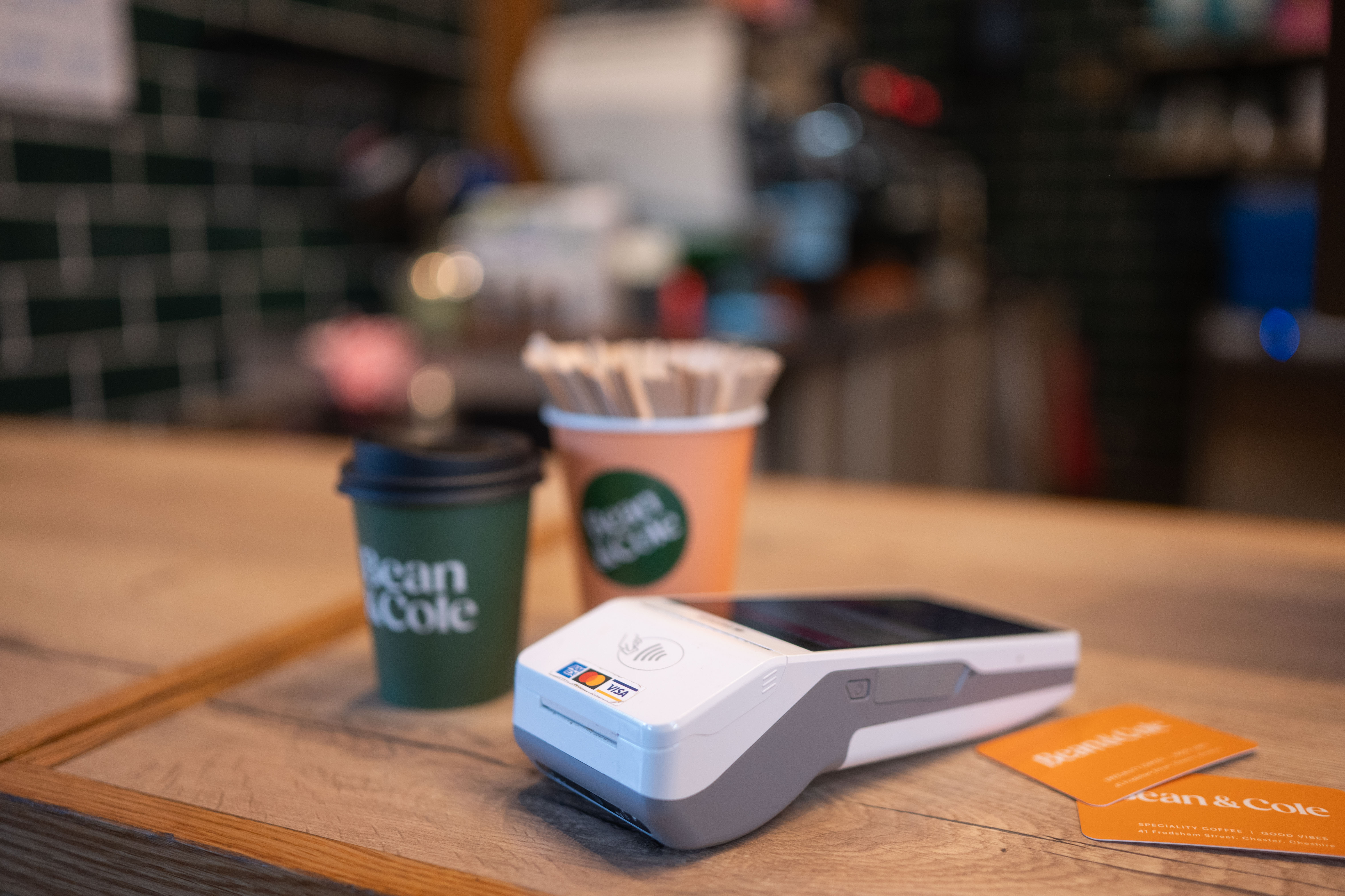 Card machine on counter