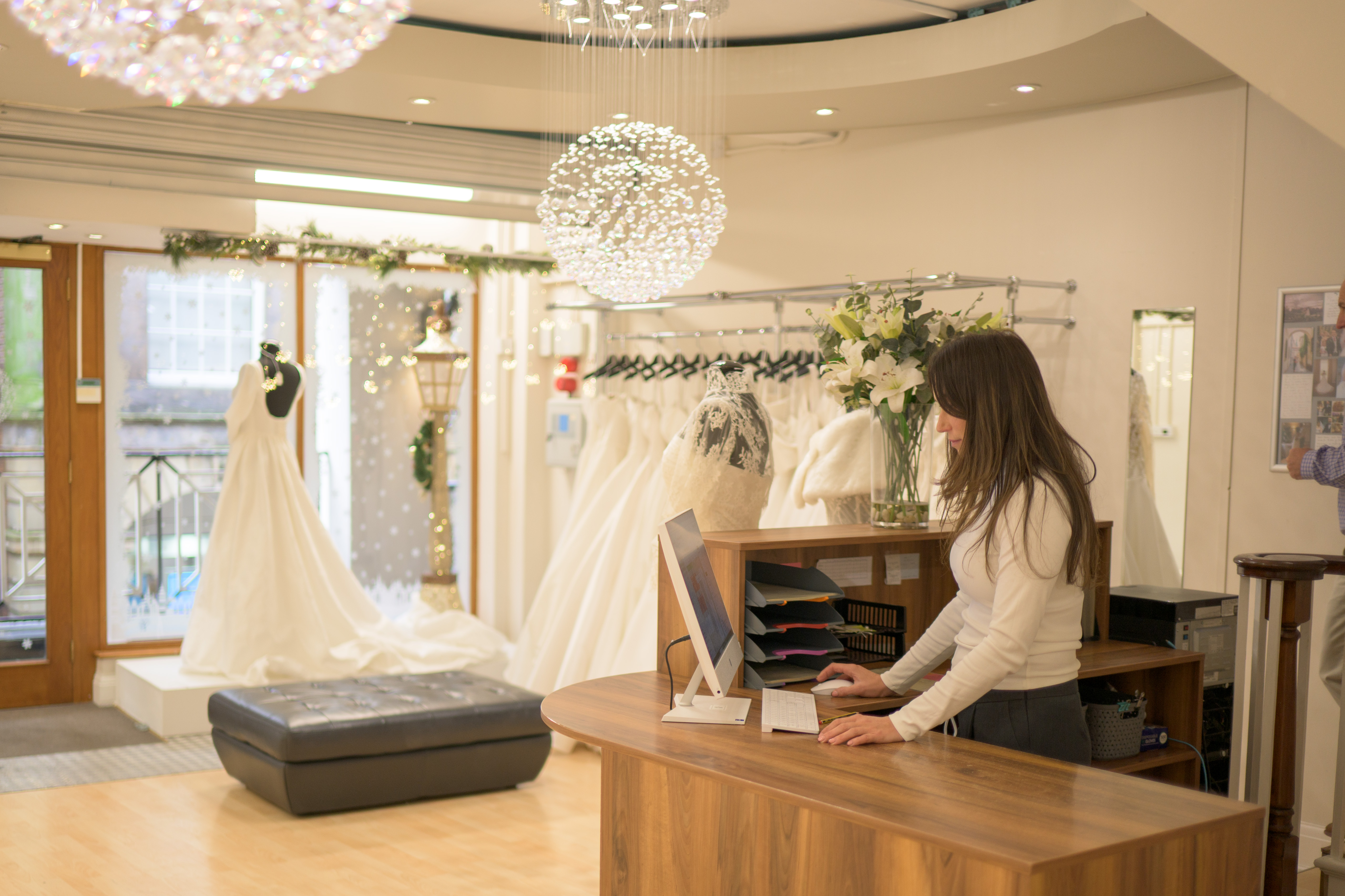 Employee working in a bridal shop