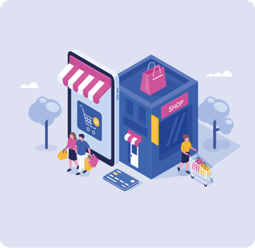 Illustration showing ecommerce and digital shopping