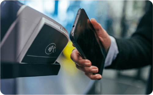 Contactless phone payment being processed