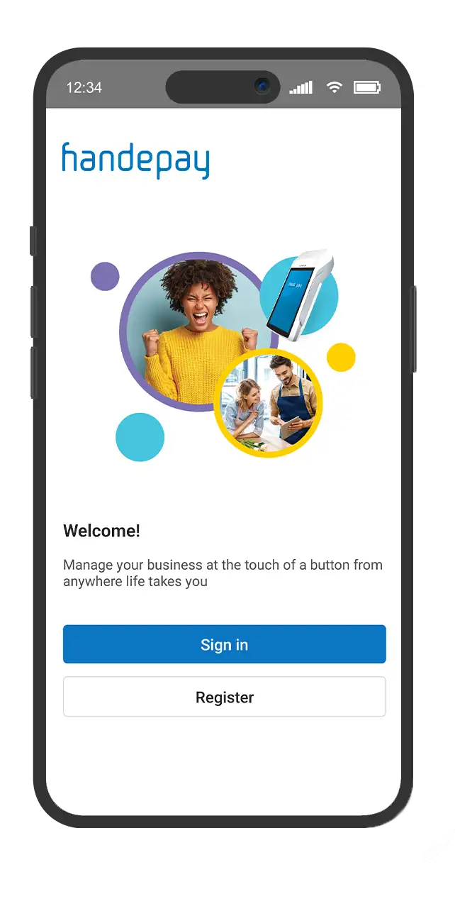 Handepay mobile app homepage