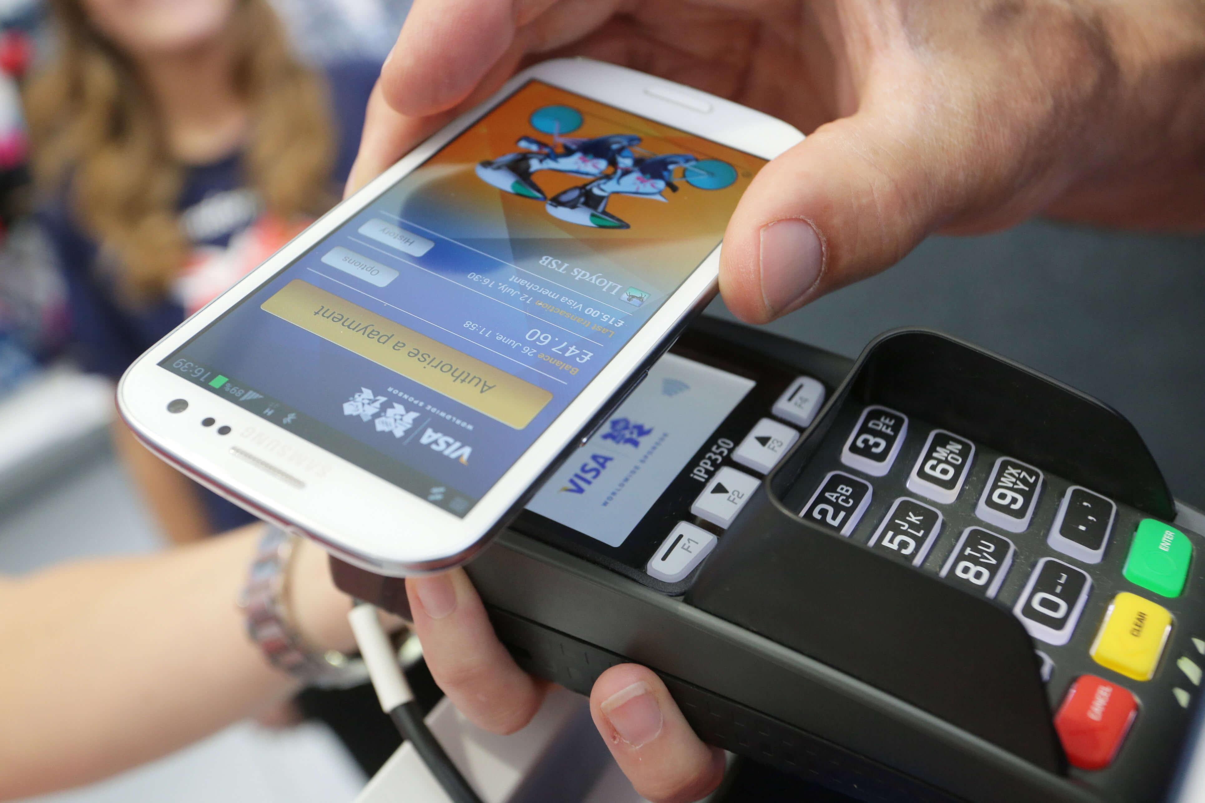 Android smartphone being used as a digital wallet for a purchase