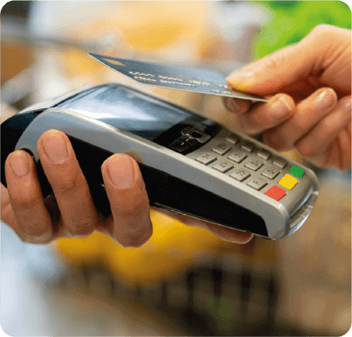 Contactless card machine taking payment from card