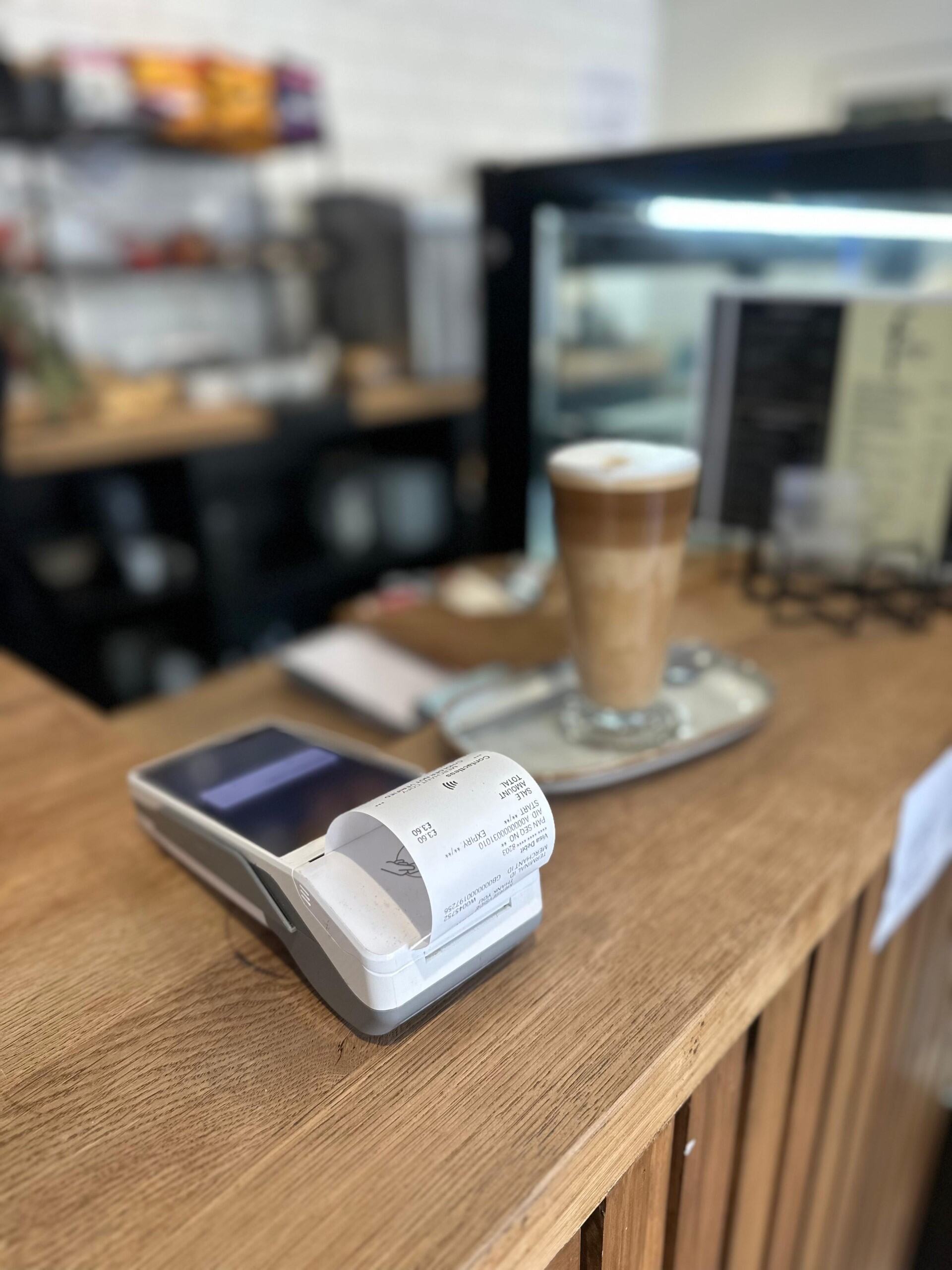Card machine in coffee shop
